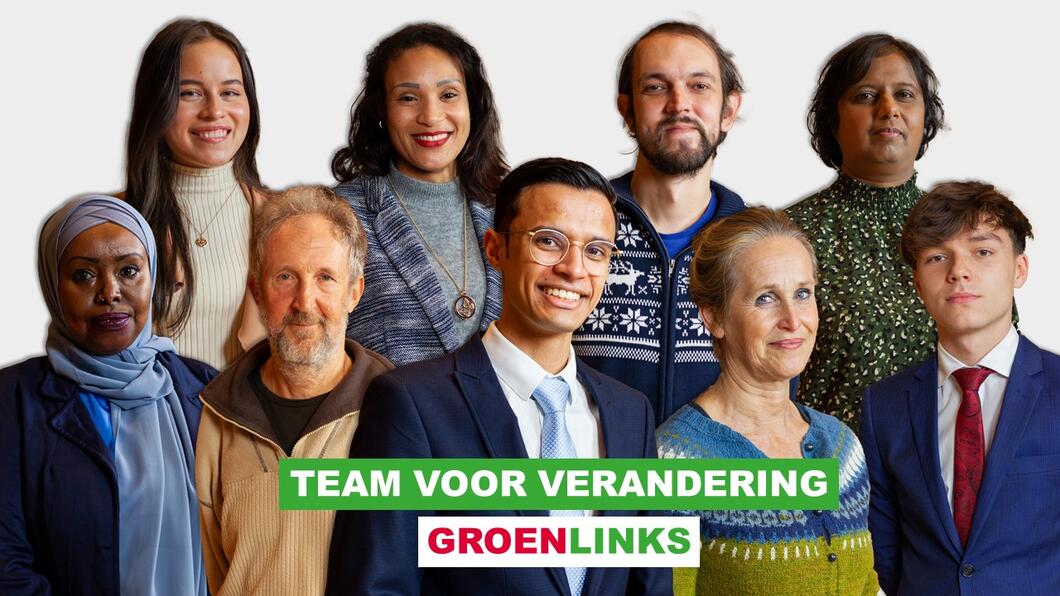 Fotocollage van de kandidaten.