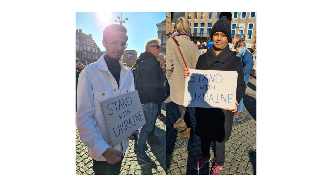Roshano en Arlette op de demo Oekraine