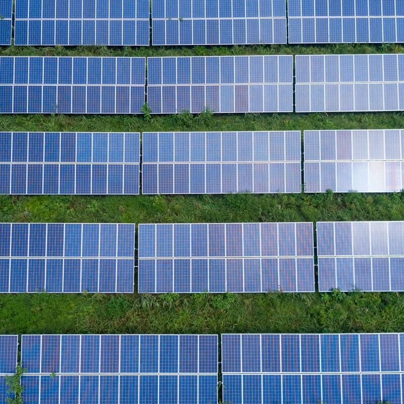 Veld met zonnepanelen