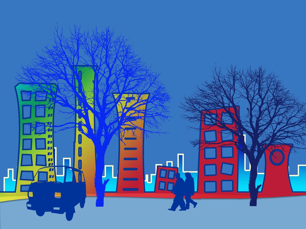 illustratie bomen in stedelijke omgeving